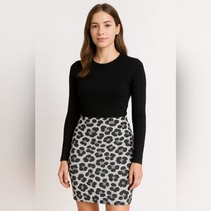 LuLaRoe Snow Leopard Print Fitted Pencil Skirt